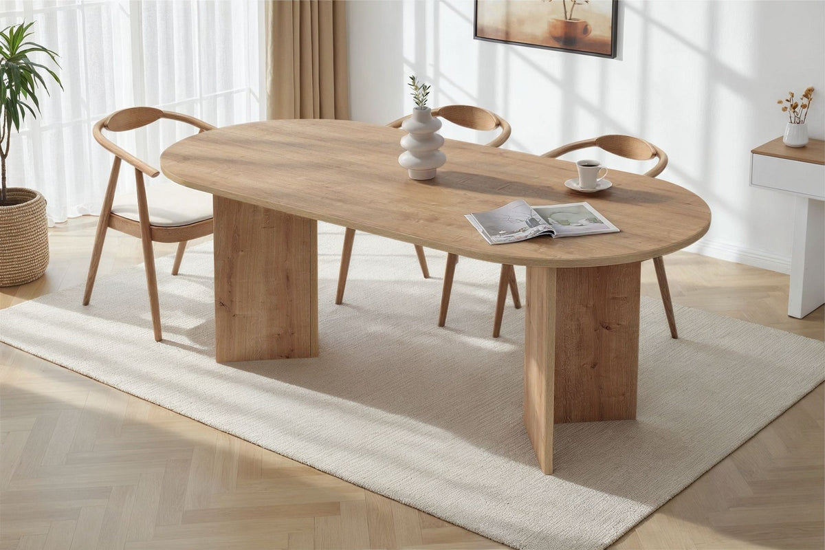 Esstisch Sabella in Saphir-Eiche, melaminbeschichtete Spanplatte, rechteckige Tischplatte, Masse 200 x 90 x 75 cm, Hersteller Nordure.