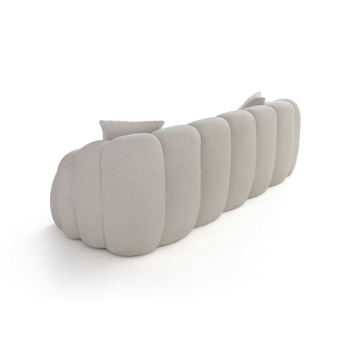 Weisses 3-Sitzer Sofa Octavio von Hanah Home mit Polyesterbezug, Kunststoffbeinen und abnehmbarem Rückenkissen, Breite 233 cm.