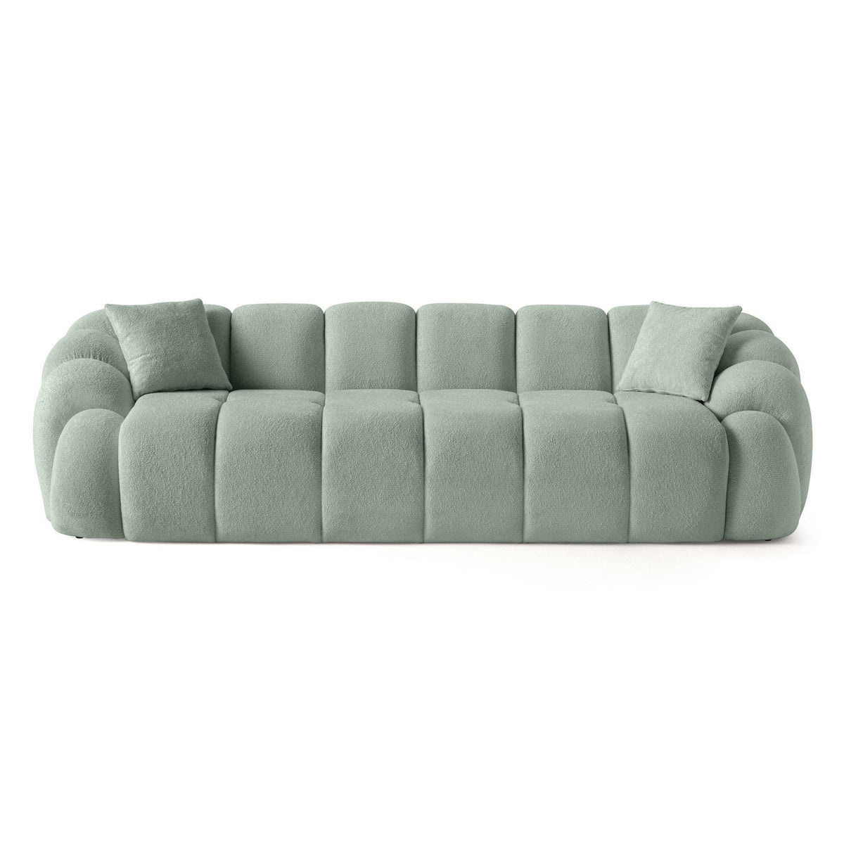 Türkisfarbenes 4-Sitzer Sofa Octavio von Hanah Home mit Polyesterbezug, Holzgestell und schlanken Kunststoffbeinen, seitliche Ansicht.