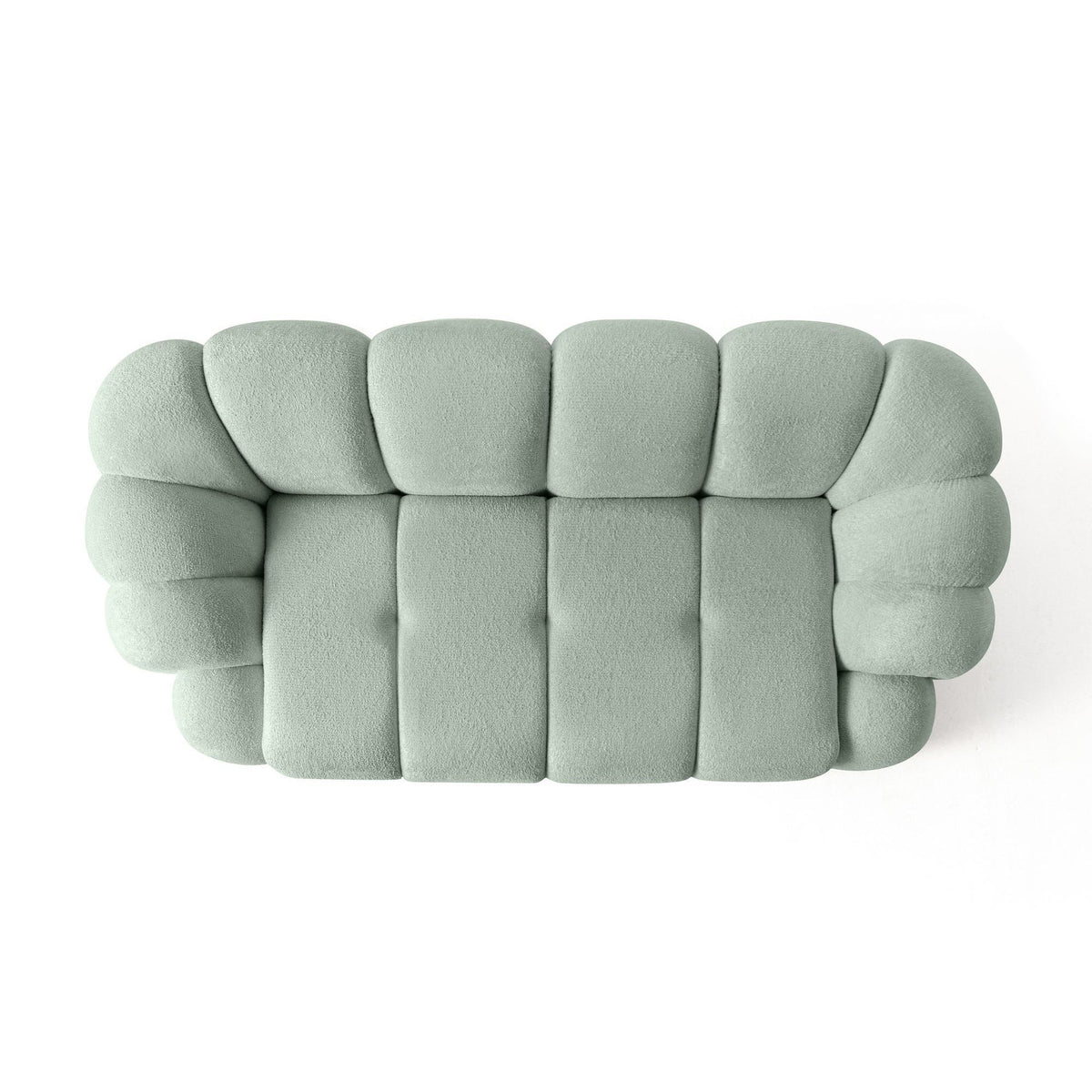 Türkisfarbenes 2-Sitzer Sofa Octavio mit Polyesterbezug, Hainbuche-Gestell und Kunststoffbeinen, zwei Kissen.