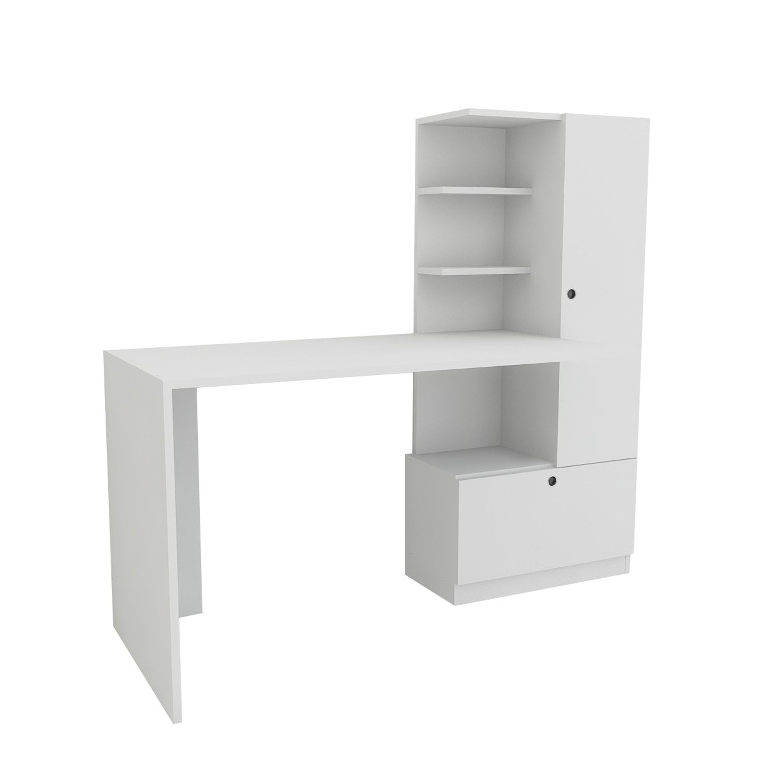 Verleihen Sie Ihrem Arbeitsplatz mit dem Merinos Schreibtisch in Weiß von Hanah Home skandinavischen Charme und Funktionalität – perfekt für produktives Arbeiten.