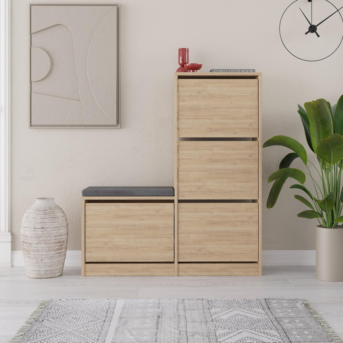 Dude Schuhschrank - Eiche in Eiche präsentiert im Onlineshop von KAQTU Design AG. Schuhbank ist von Hanah Home