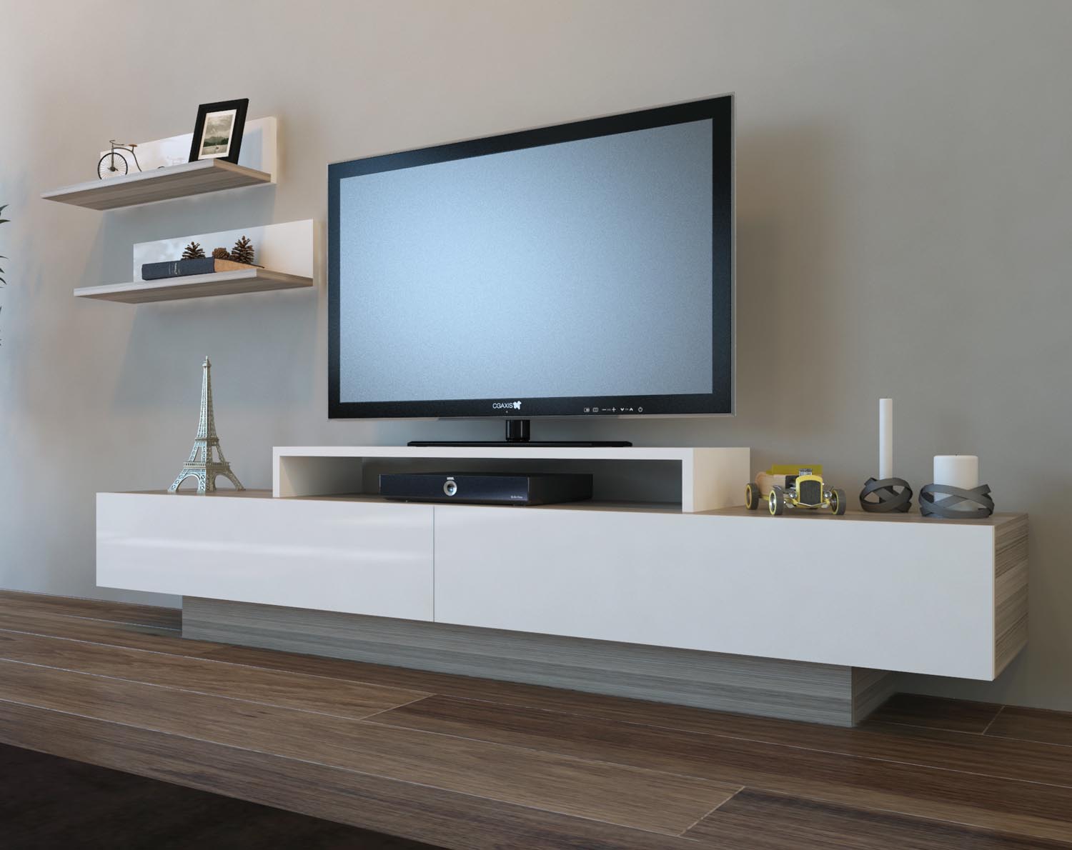 Entdecken Sie das elegante Lusi TV-Möbel in Weiß von Hanah Home. Stilvolles Design, großer Stauraum und perfekte Funktionalität für Ihr Wohnzimmer!