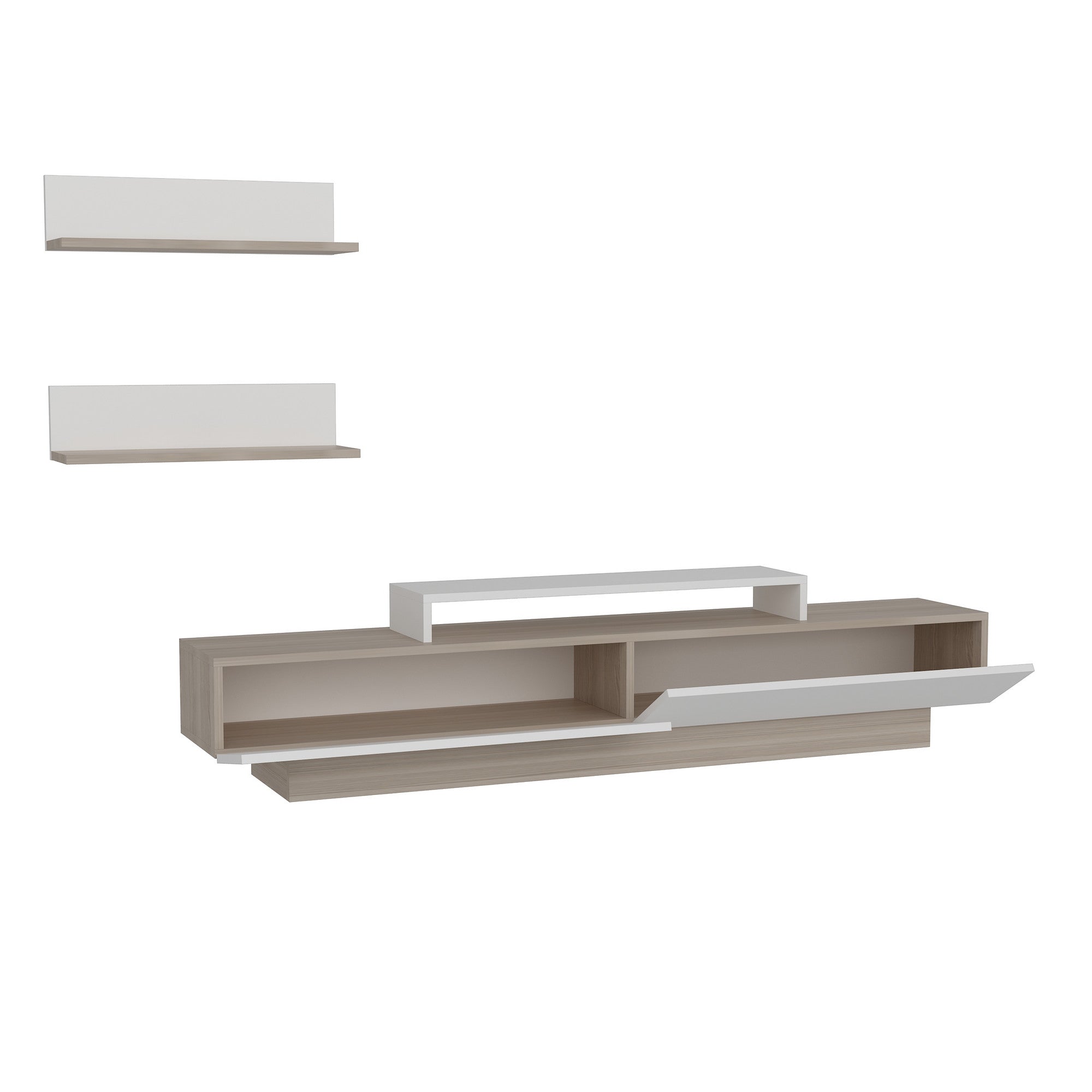 Verleihen Sie Ihrem Wohnzimmer mit dem Lusi TV-Möbel in Weiß von Hanah Home einen modernen Akzent. Stilvolles Design und großzügiger Stauraum für Ihre Unterhaltung.