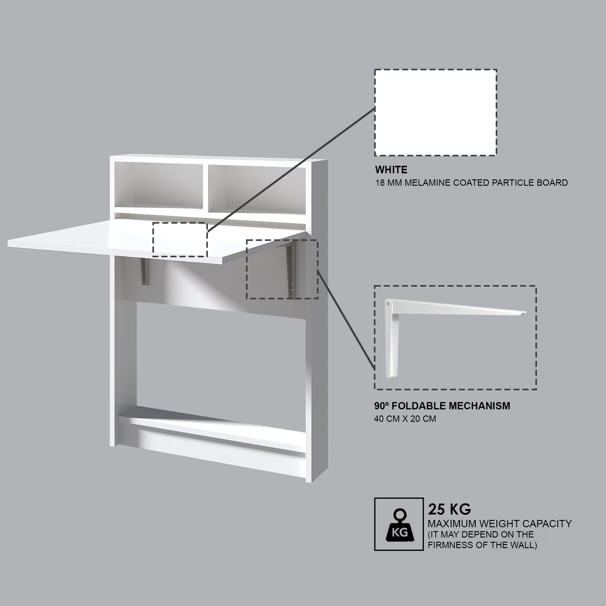 Bracked dining table - white
