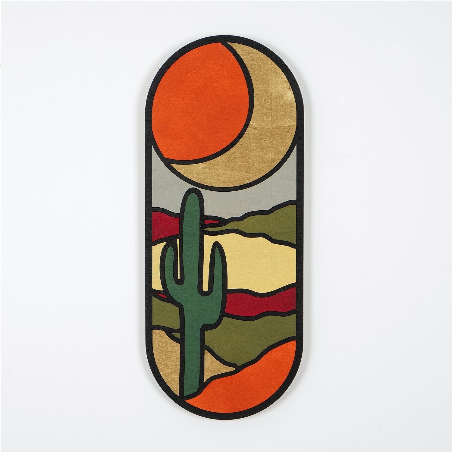 Entdecken Sie die ART059 Wanddeko von Wallity – ein handgefertigtes, mehrfarbiges Holzstück, das jedem Raum Eleganz und Charme verleiht.