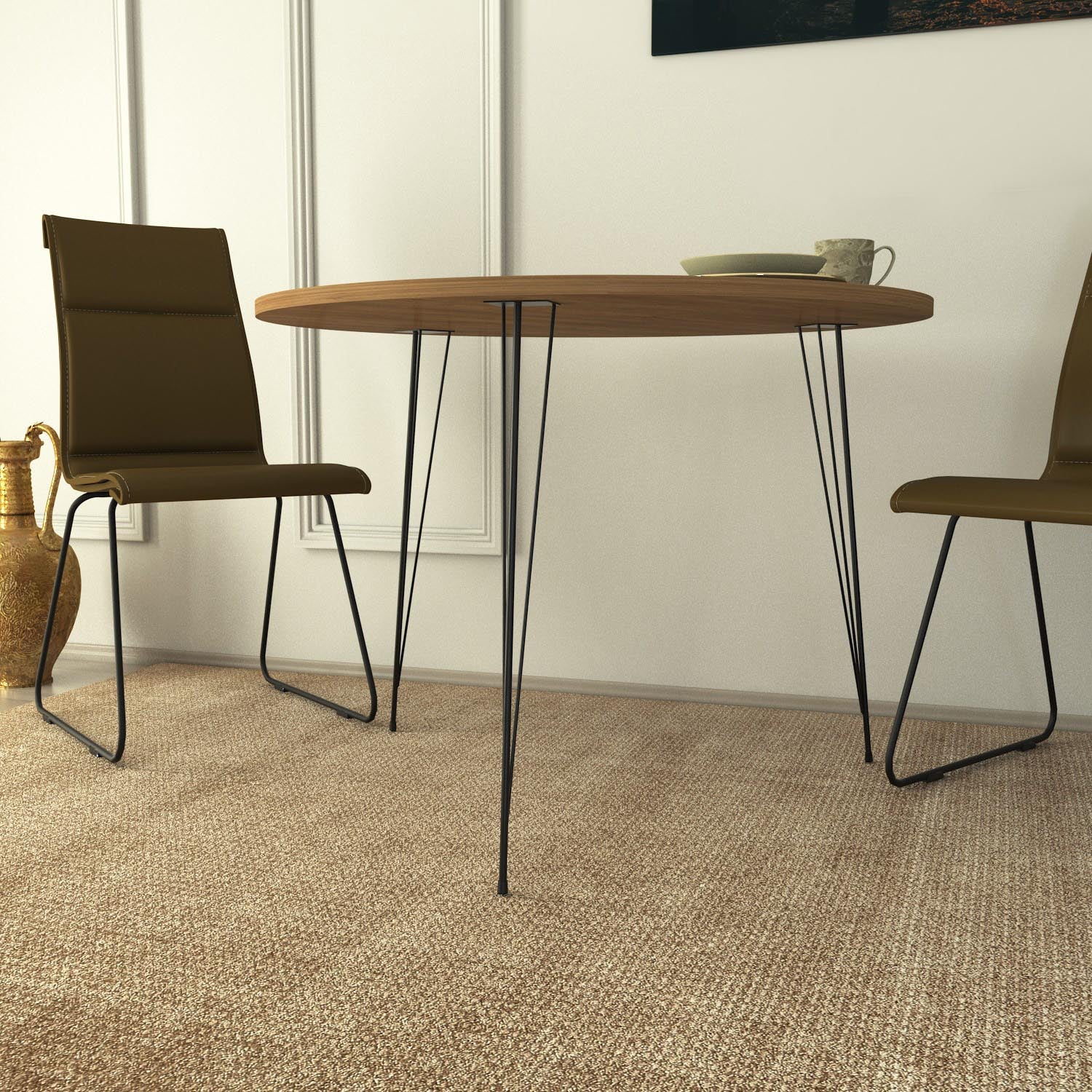 Erleben Sie den Sandalf Esstisch aus kaukasischer Eiche von Hanah Home – ein einzigartiges Design, das Eleganz und Funktionalität vereint.