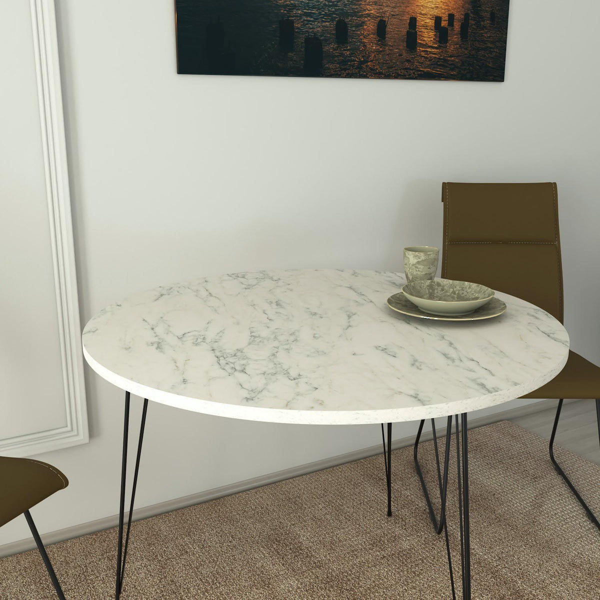 Sandalf Esstisch - Schwarz Weiss in Schwarz Weiss präsentiert im Onlineshop von KAQTU Design AG. Esstisch ist von Hanah Home