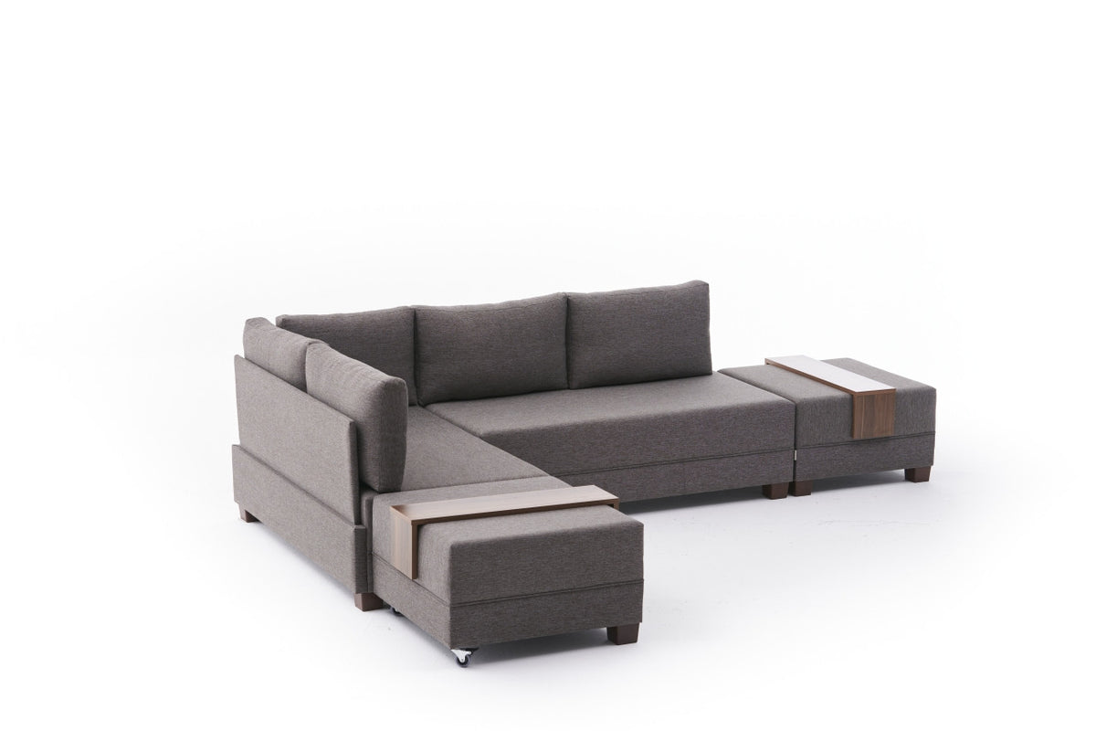 Fly Corner Sofa Bed Left Bettsofa - Braun in Braun präsentiert im Onlineshop von KAQTU Design AG. Bettsofa links ist von Atelier Del Sofa