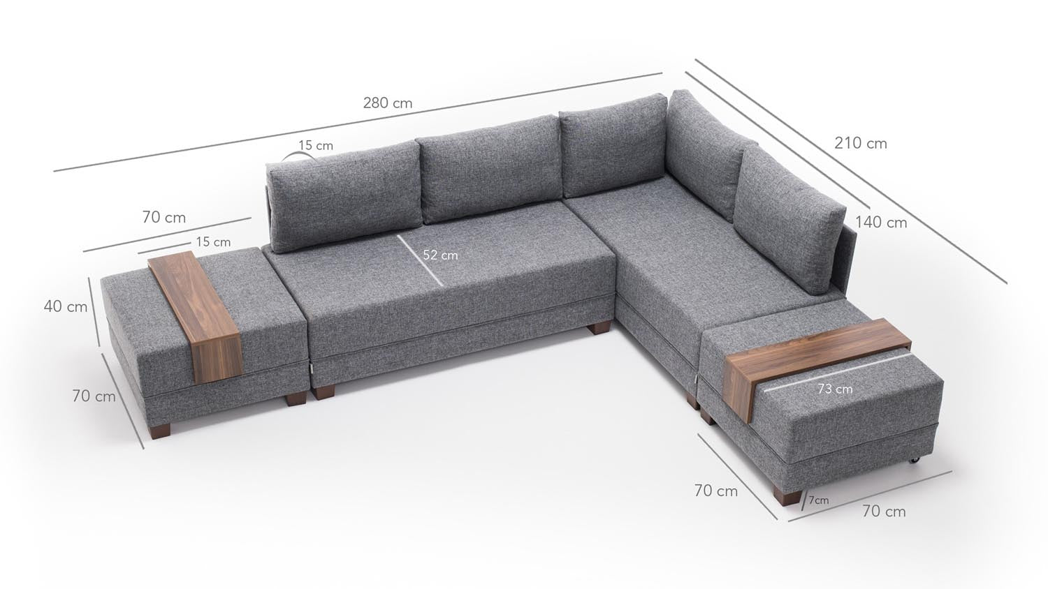 Verleihen Sie Ihrem Wohnraum mit dem Fly Corner Sofa Bed Right in Grau von Atelier Del Sofa einen Hauch von Eleganz und Komfort! Ideal für jeden Anlass.