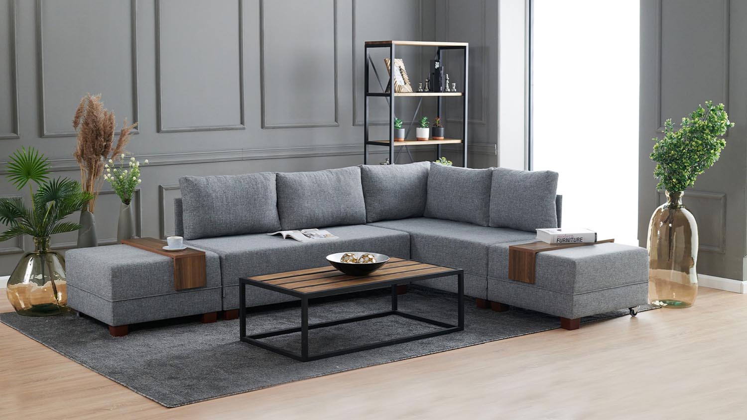 Entdecken Sie das Fly Corner Sofa Bed Right in Grau von Atelier Del Sofa – die perfekte Kombination aus Stil und Funktionalität für Ihr Zuhause!