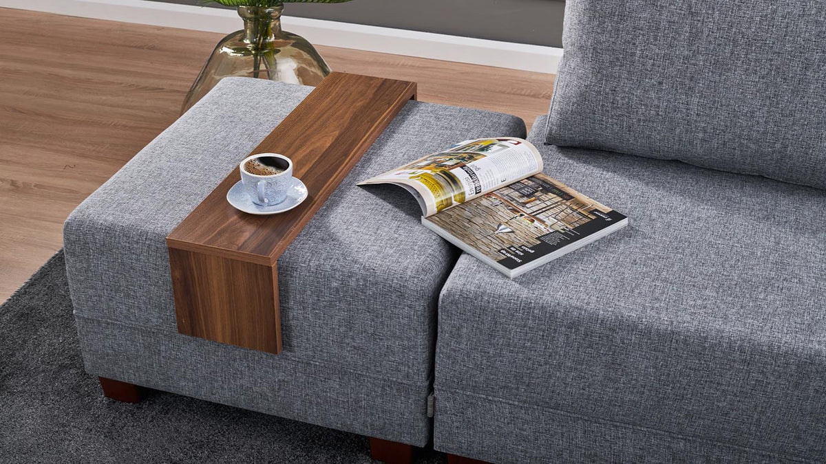 Fly Corner Sofa Bed Right Bettsofa - Grau in Grau präsentiert im Onlineshop von KAQTU Design AG. Bettsofa rechts ist von Atelier Del Sofa
