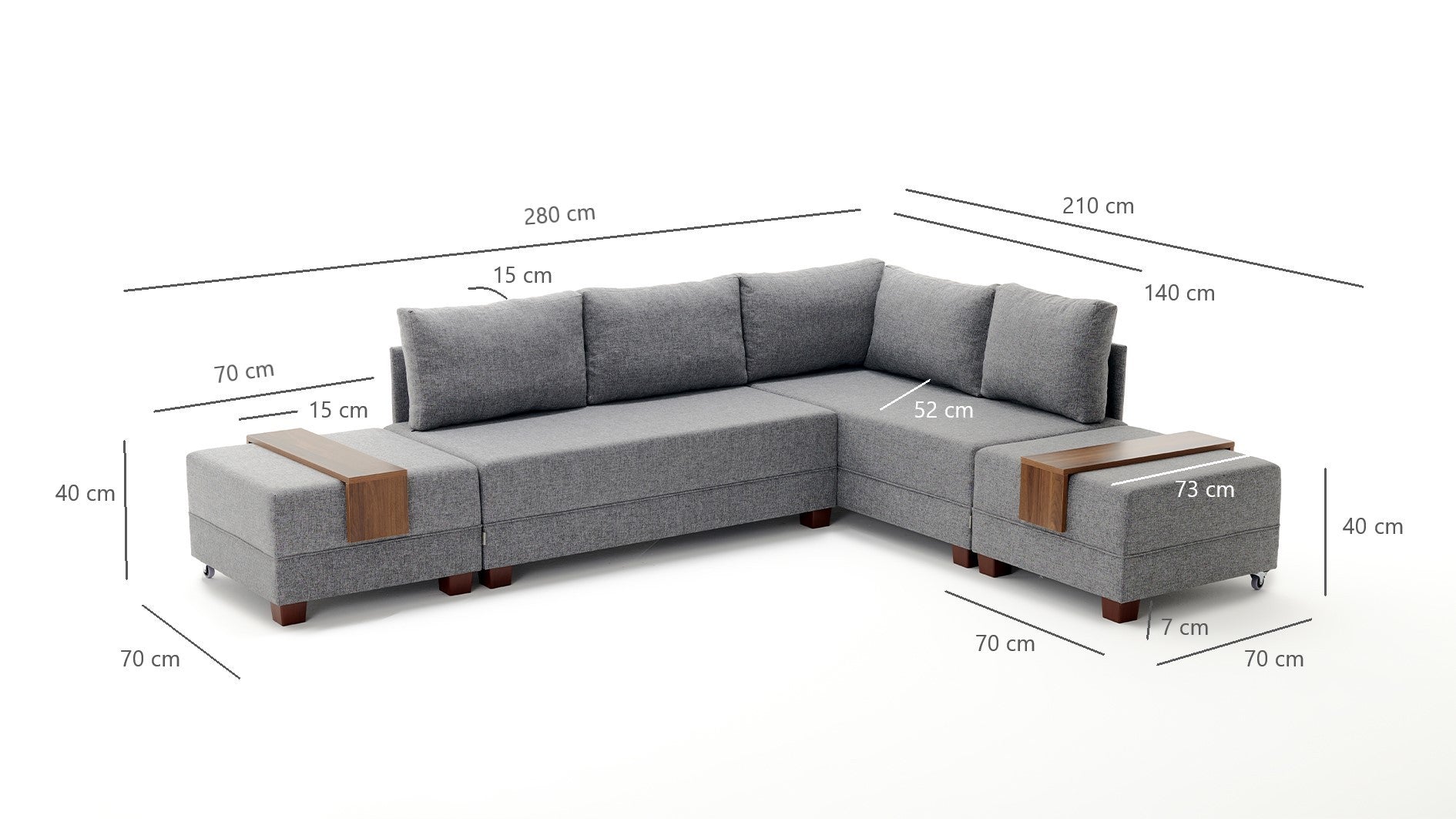 Verleihen Sie Ihrem Wohnraum mit dem Fly Corner Sofa Bed Right in Grau von Atelier Del Sofa einen Hauch von Eleganz und Komfort! Ideal für jeden Anlass.