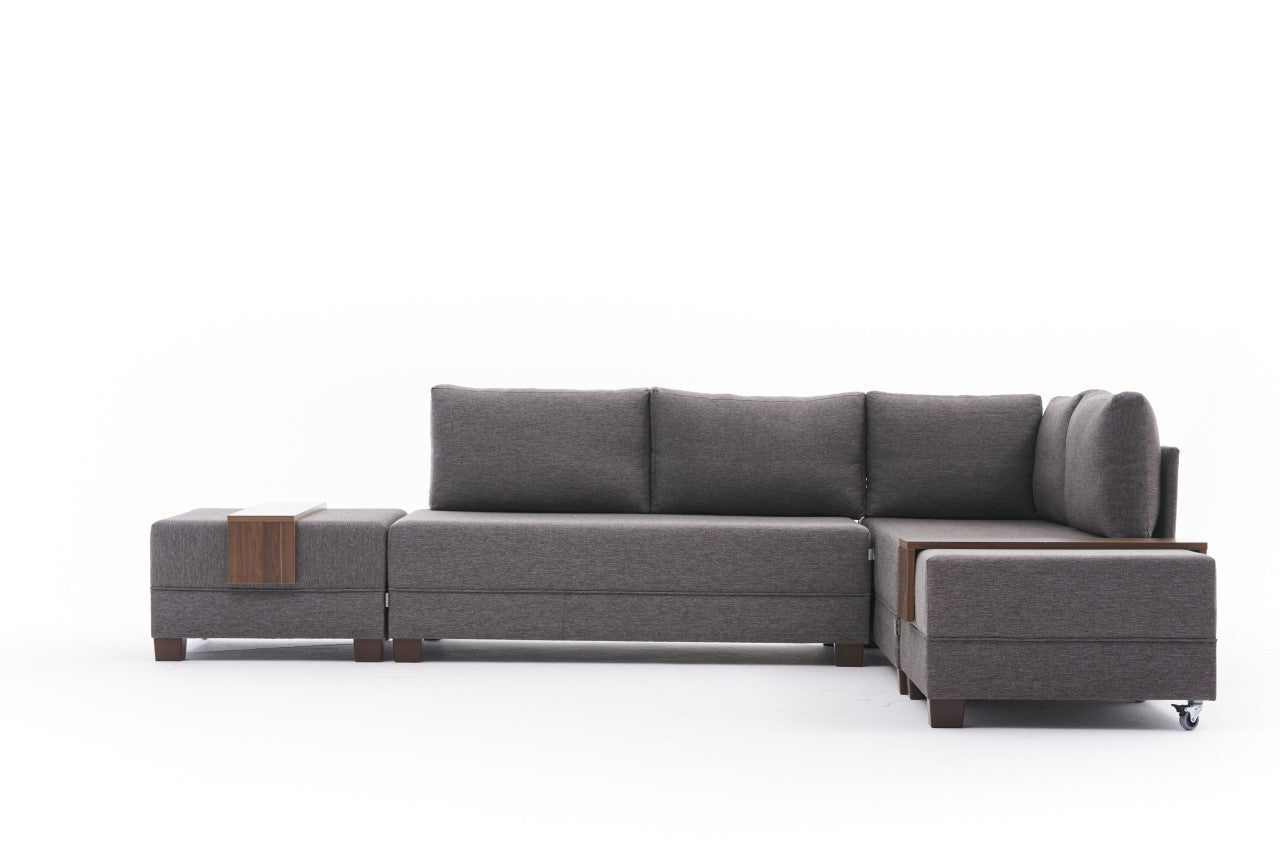 Entdecken Sie das Fly Corner Sofa Bed Right in stilvollem Braun von Atelier Del Sofa – ein elegantes Möbelstück, das Komfort und Funktionalität vereint.