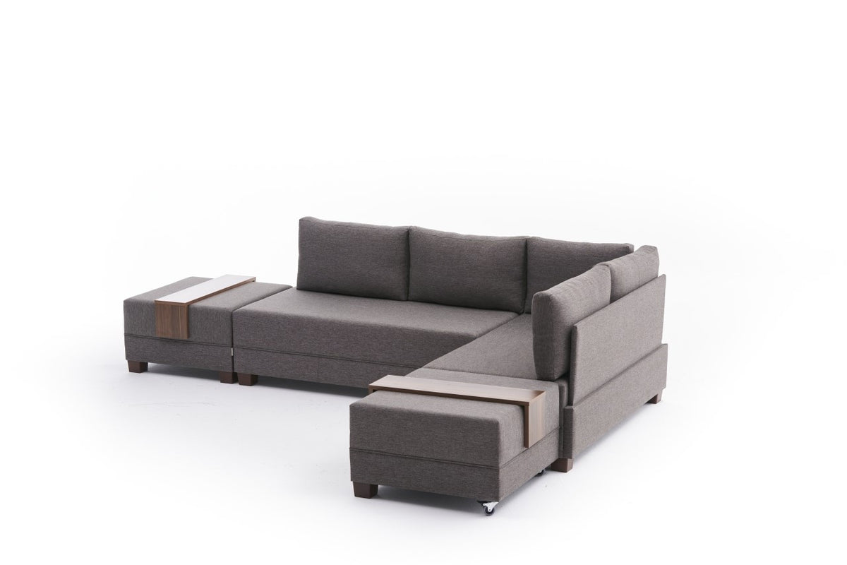 Fly Corner Sofa Bed Right Bettsofa - Braun in Braun präsentiert im Onlineshop von KAQTU Design AG. Bettsofa rechts ist von Atelier Del Sofa