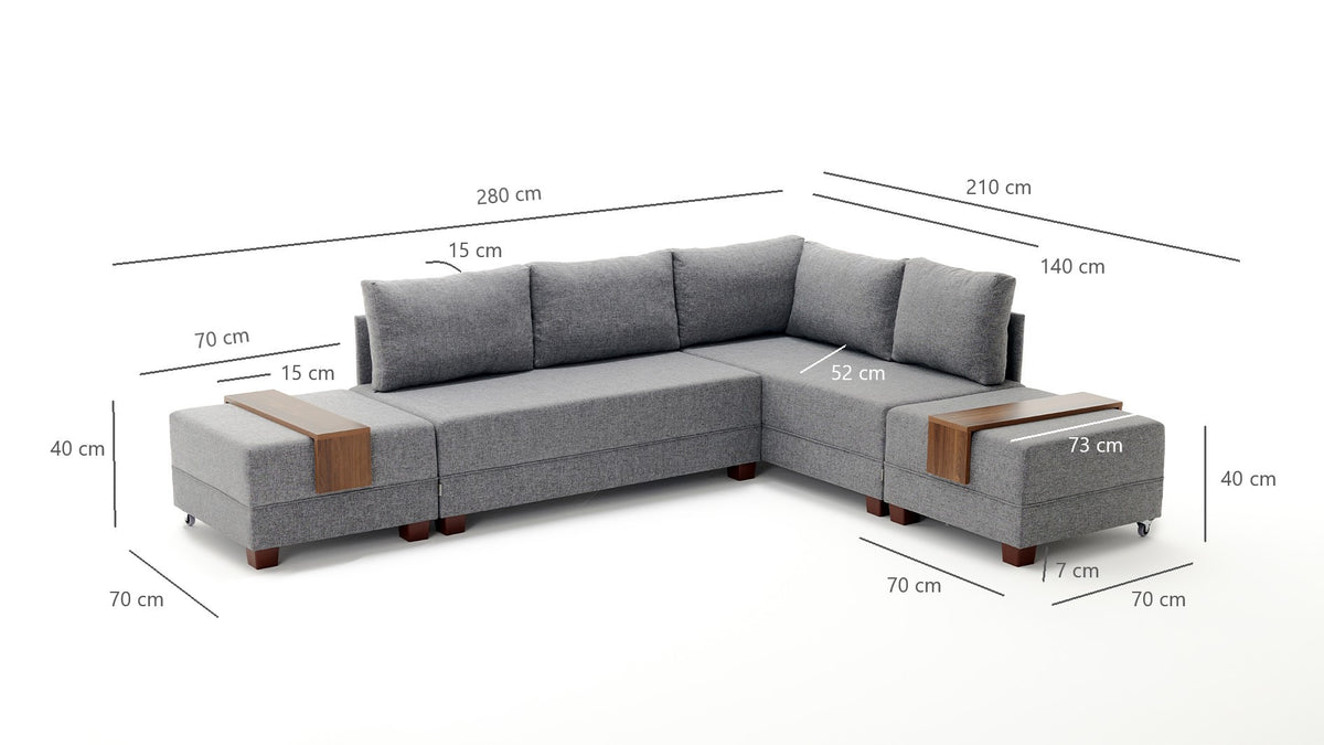 Fly Corner Sofa Bed Right Bettsofa - Braun in Braun präsentiert im Onlineshop von KAQTU Design AG. Bettsofa rechts ist von Atelier Del Sofa