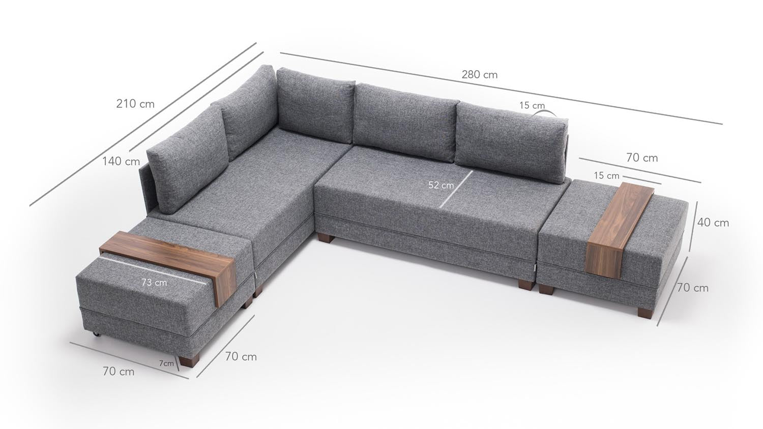 Verwandeln Sie Ihr Zuhause mit dem Fly Corner Sofa Bed Left in stilvollem Grau von Atelier Del Sofa – ideal für Komfort und Eleganz!