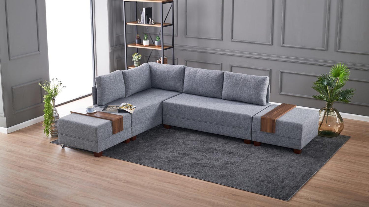 Fly Corner Sofa Bed Left Bettsofa - Grau in Grau präsentiert im Onlineshop von KAQTU Design AG. Bettsofa links ist von Atelier Del Sofa