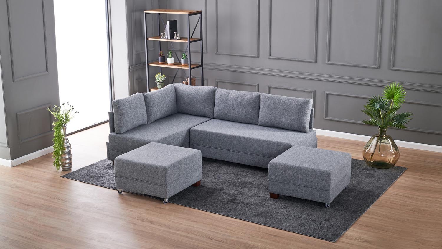 Entdecken Sie das Fly Corner Sofa Bed Left in elegantem Grau von Atelier Del Sofa – die perfekte Kombination aus Stil, Komfort und Funktionalität für Ihr Zuhause!