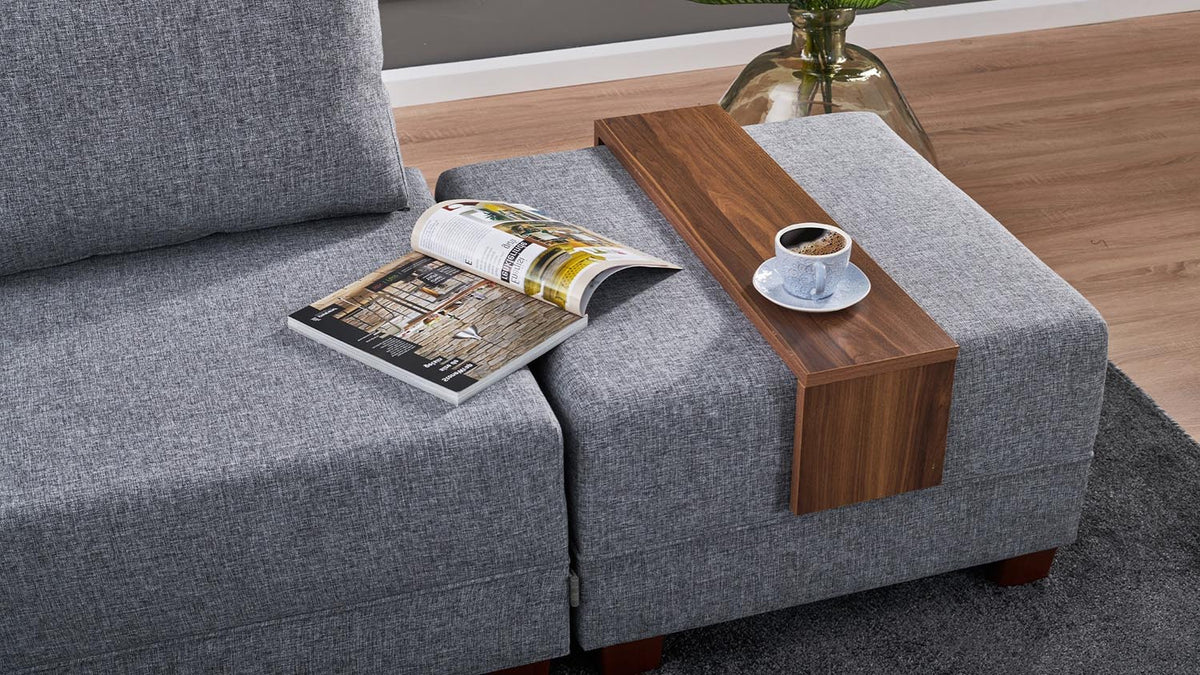 Fly Corner Sofa Bed Left Bettsofa - Grau in Grau präsentiert im Onlineshop von KAQTU Design AG. Bettsofa links ist von Atelier Del Sofa