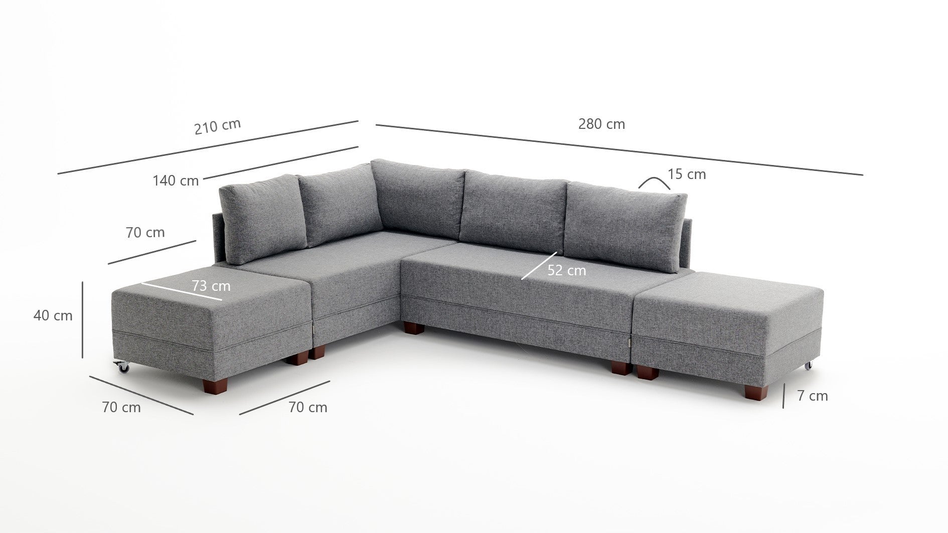 Verwandeln Sie Ihr Zuhause mit dem Fly Corner Sofa Bed Left in stilvollem Grau von Atelier Del Sofa – ideal für Komfort und Eleganz!