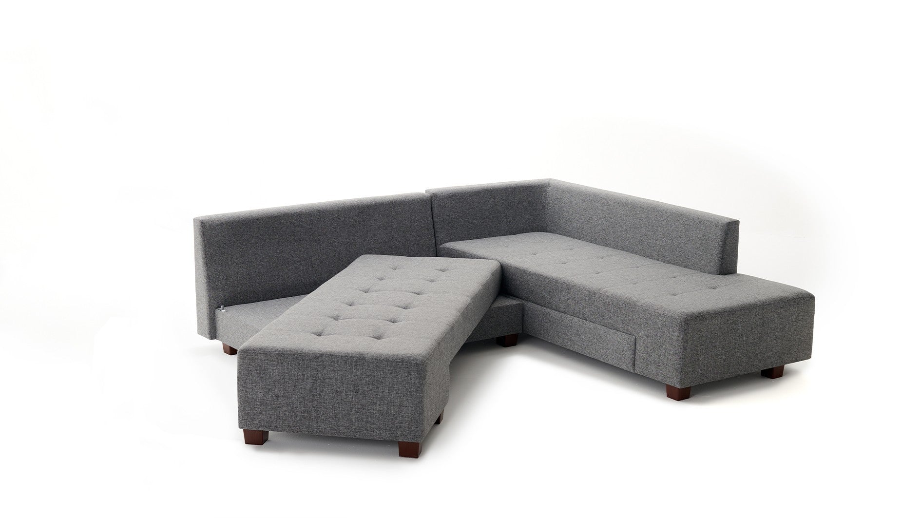 Entdecken Sie das elegante Manama Ecksofa-Bett in Grau von Atelier Del Sofa – perfekt für stilvolle Entspannung und praktische Nutzung in Ihrem Zuhause!
