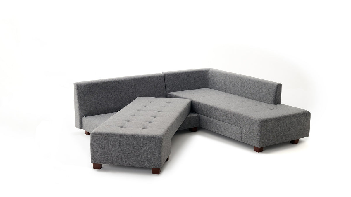 Manama Corner Sofa Bed Right Bettsofa - Grau in Grau präsentiert im Onlineshop von KAQTU Design AG. Bettsofa rechts ist von Atelier Del Sofa
