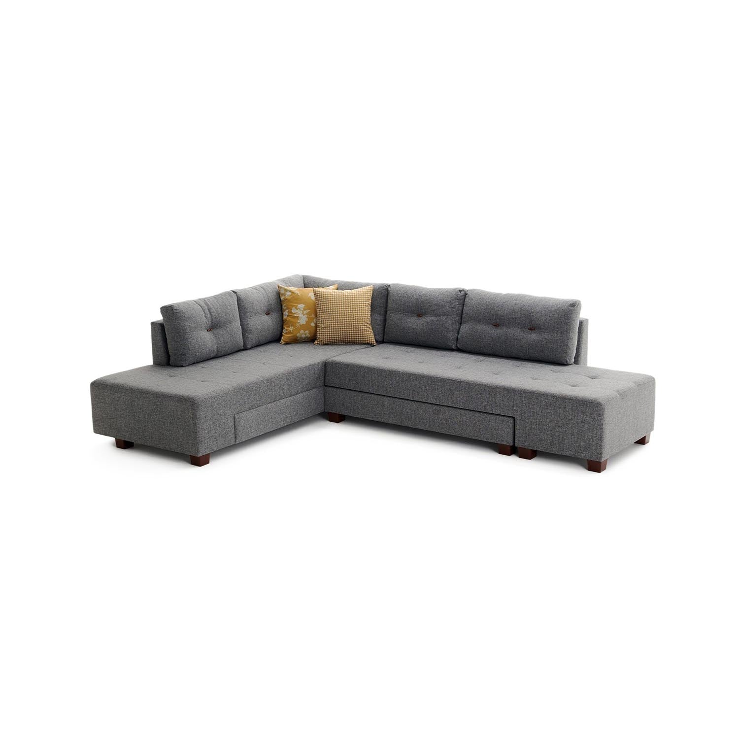 Manama Corner Sofa Bed Left - Grey in Grau präsentiert im Onlineshop von KAQTU Design AG. Bettsofa ist von Atelier Del Sofa