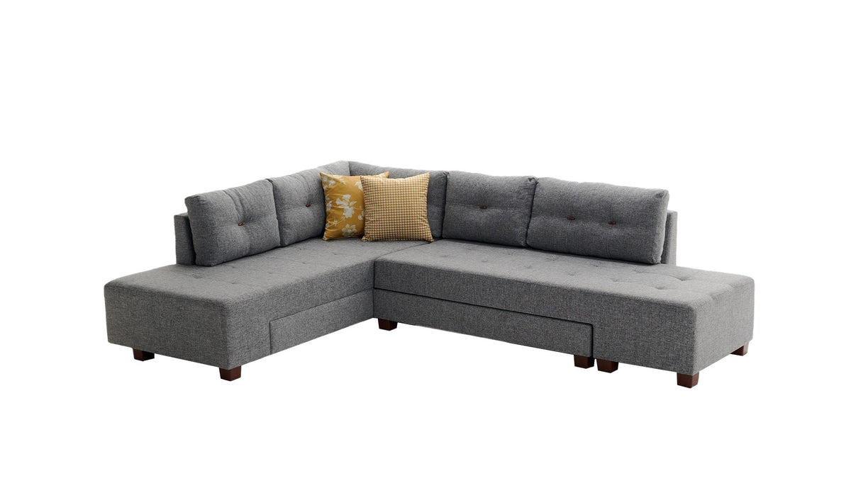 Manama Corner Sofa Bed Left Bettsofa - Grau in Grau präsentiert im Onlineshop von KAQTU Design AG. Bettsofa links ist von Atelier Del Sofa