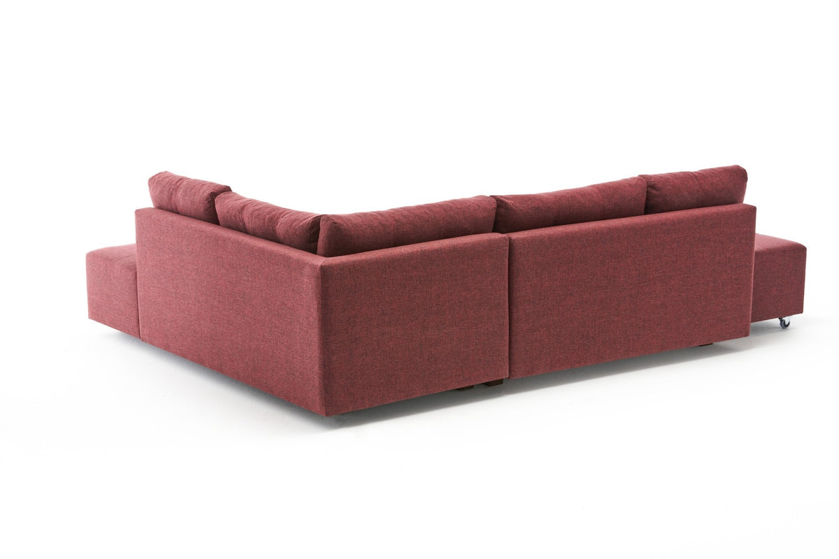 Manama Corner Sofa Bed Right Bettsofa - Karmesinrot in Karmesinrot präsentiert im Onlineshop von KAQTU Design AG. Bettsofa rechts ist von Atelier Del Sofa