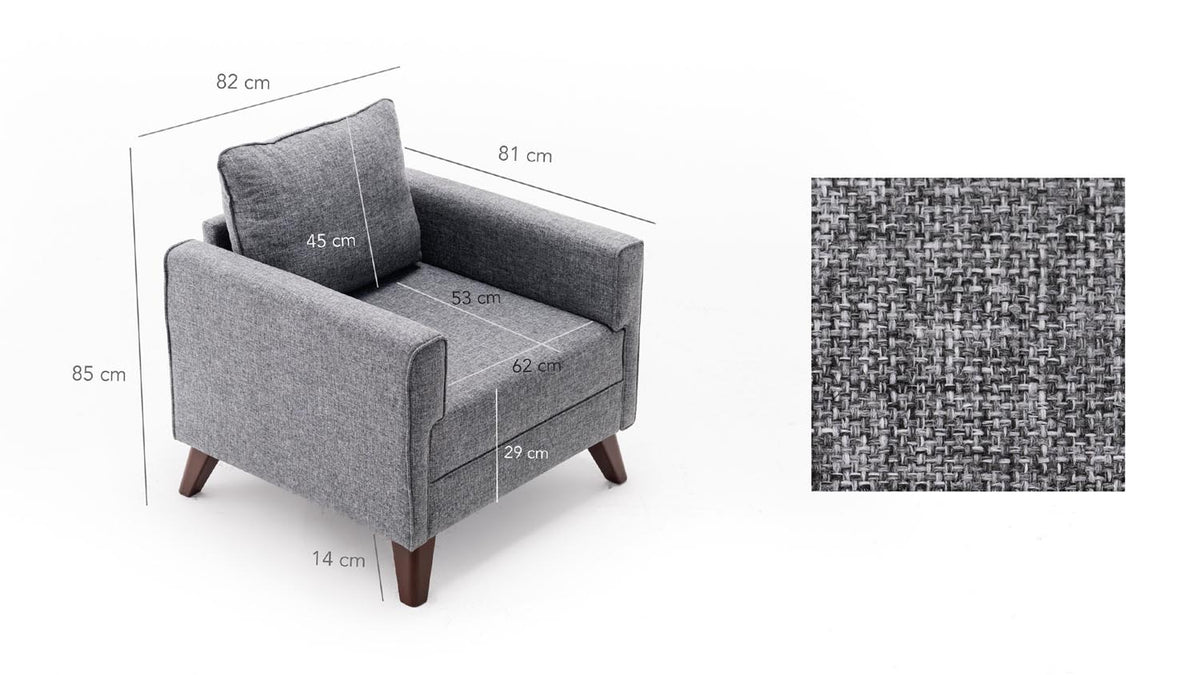 Bella Armchair Modulares Sofa - Grau in Grau präsentiert im Onlineshop von KAQTU Design AG. Sessel mit Armlehnen ist von Atelier Del Sofa