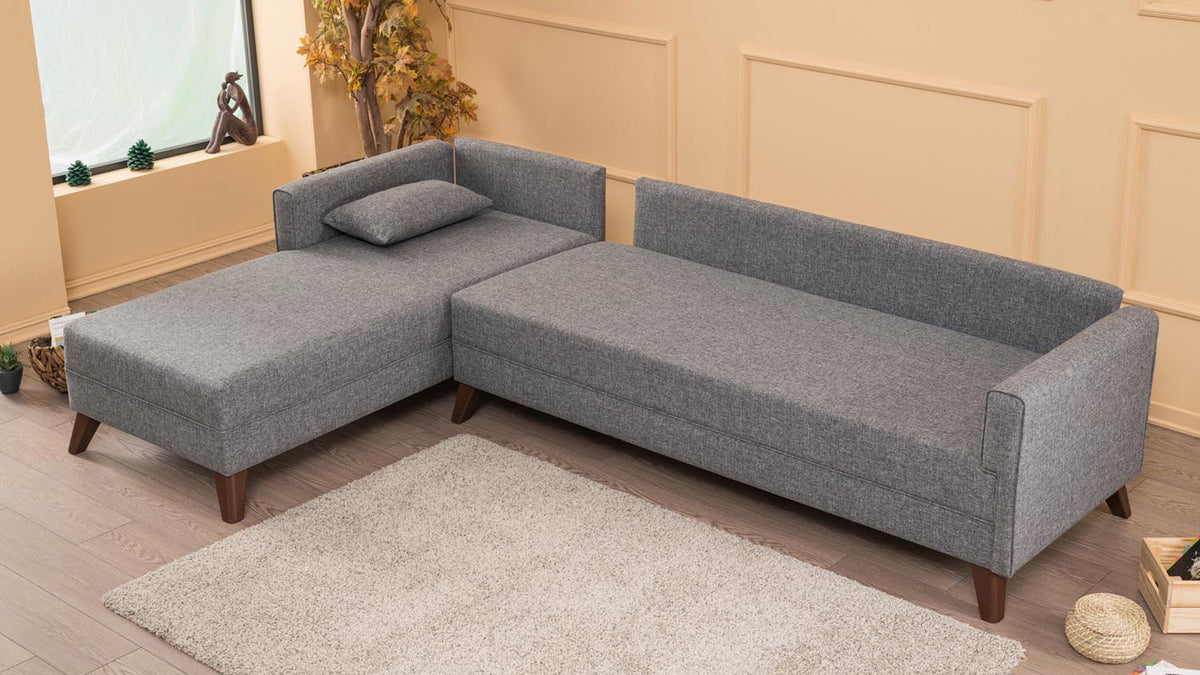 Bella Corner Sofa Left 1 Ecksofa - Grau in Grau präsentiert im Onlineshop von KAQTU Design AG. L-Sofa links ist von Atelier Del Sofa