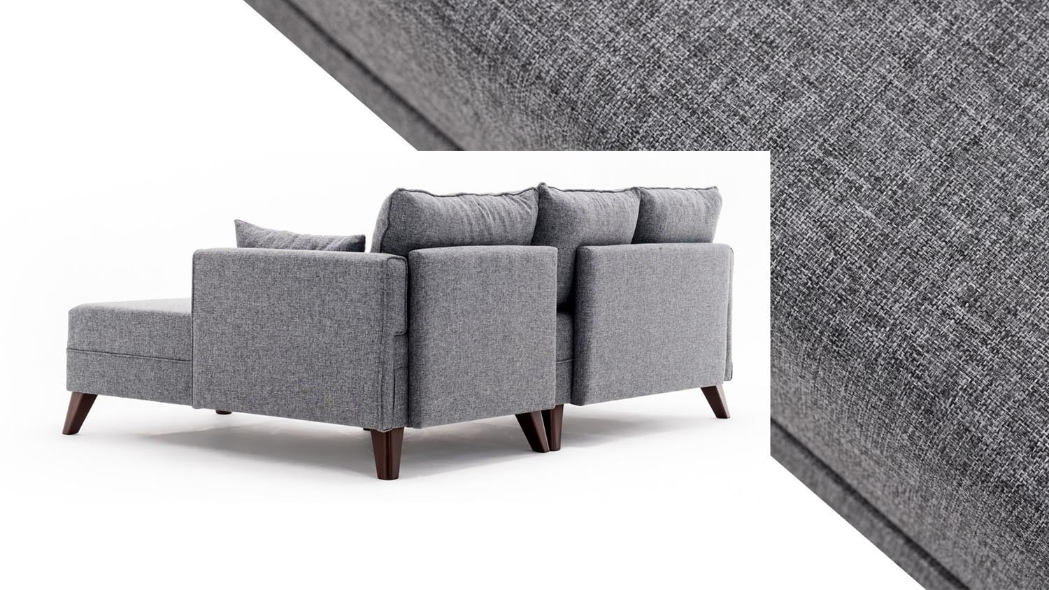 Entdecken Sie das Bella Ecksofa-Bett in stilvollem Grau von Atelier Del Sofa – ideal für Komfort und modernes Wohndesign!