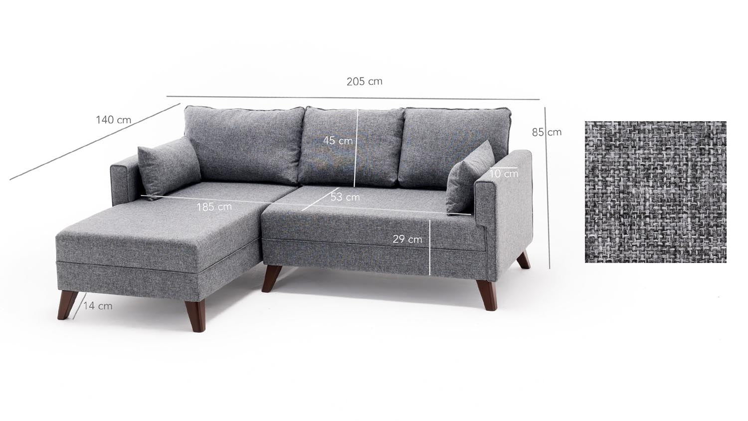 Erleben Sie das Bella Corner Sofa Left 2 Bettsofa in elegantem Grau – die perfekte Lösung für stilvolle Wohnräume, die Komfort und Funktionalität vereint.