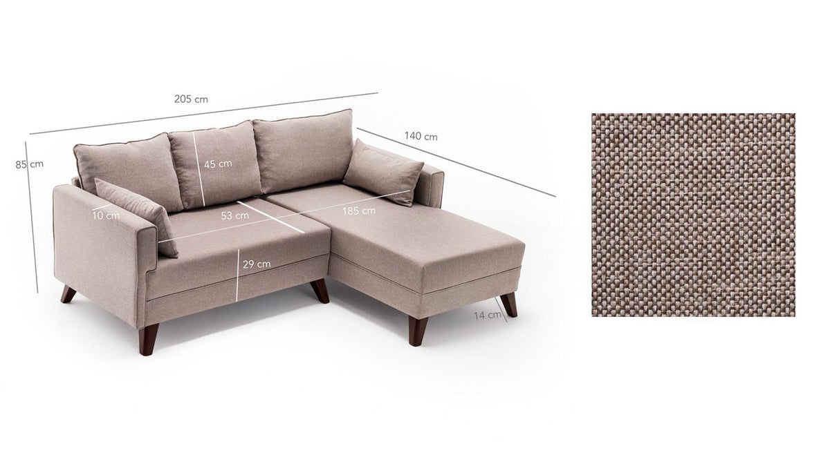 Bella Corner Sofa Right 2 Bettsofa - Sahne in Sahne präsentiert im Onlineshop von KAQTU Design AG. Bettsofa rechts ist von Atelier Del Sofa