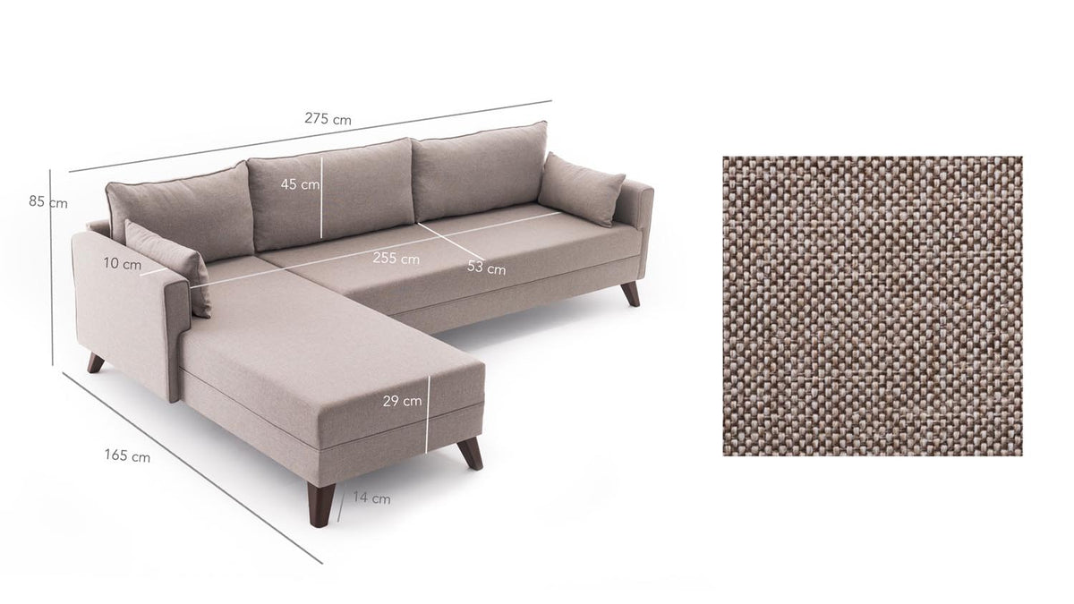 Bella Corner Sofa Left 1 Ecksofa - Sahne in Sahne präsentiert im Onlineshop von KAQTU Design AG. L-Sofa links ist von Atelier Del Sofa