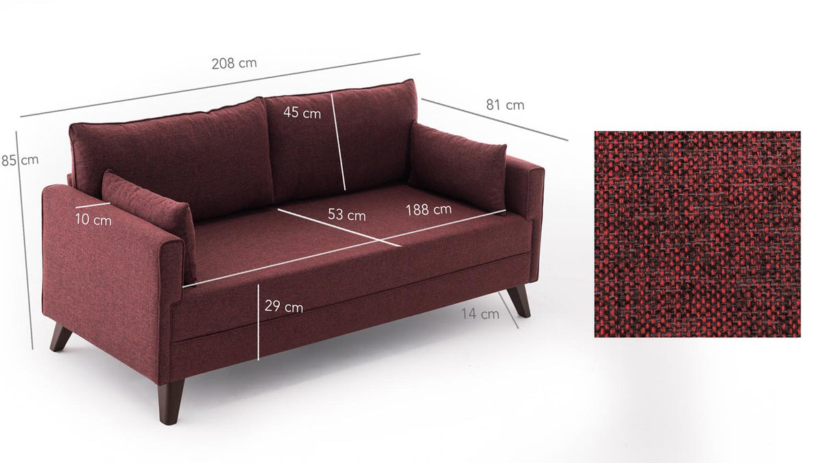 Bella Sofa For 3 Pr 3er Sofa - Karmesinrot in Karmesinrot präsentiert im Onlineshop von KAQTU Design AG. 3er Sofa ist von Atelier Del Sofa