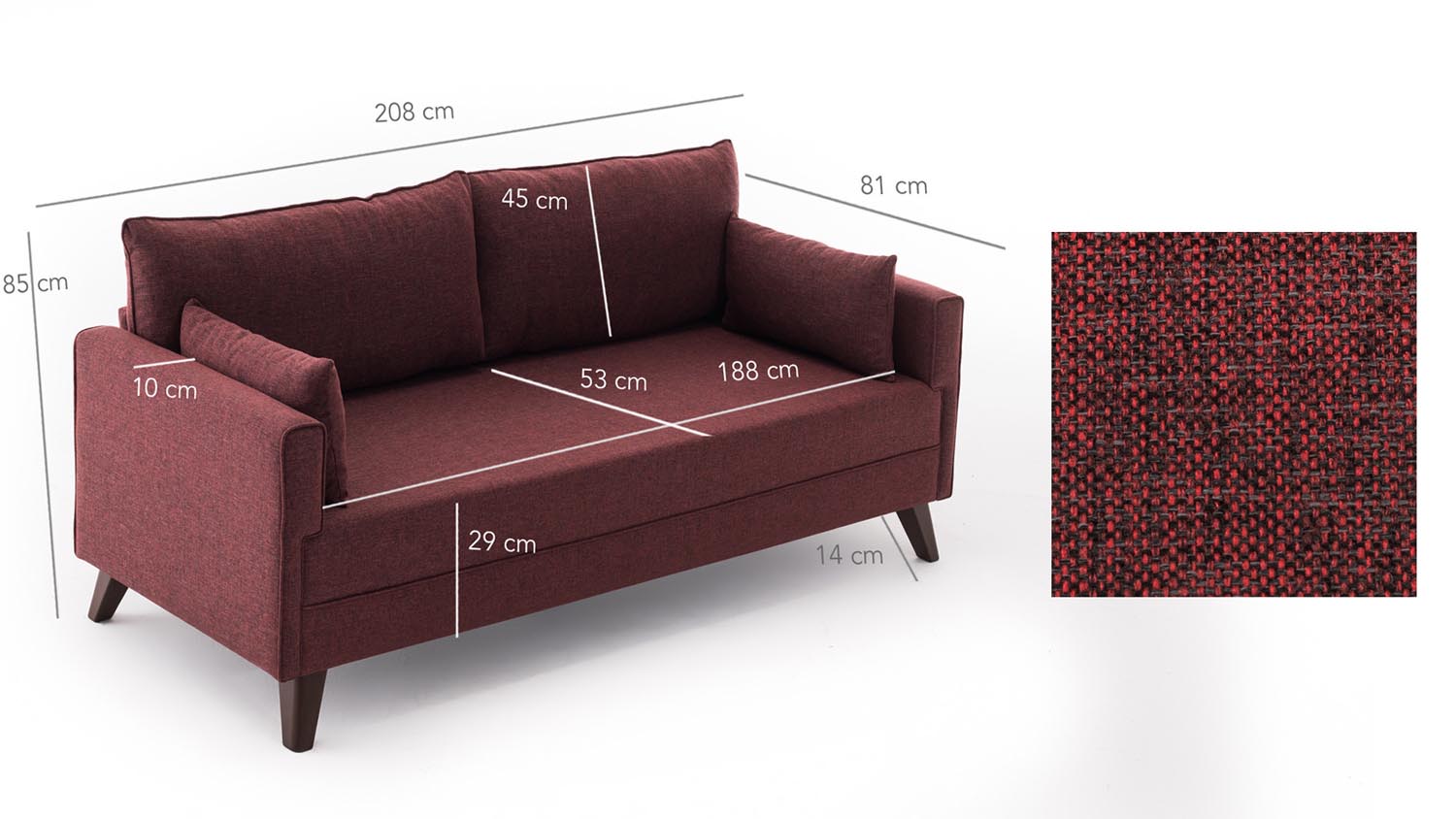 Entdecken Sie das Bella Sofa Bed in Karmesinrot von Atelier Del Sofa – ein stilvolles Schlafsofa, das Eleganz und Komfort vereint. Ideal für Ihr Wohnzimmer!