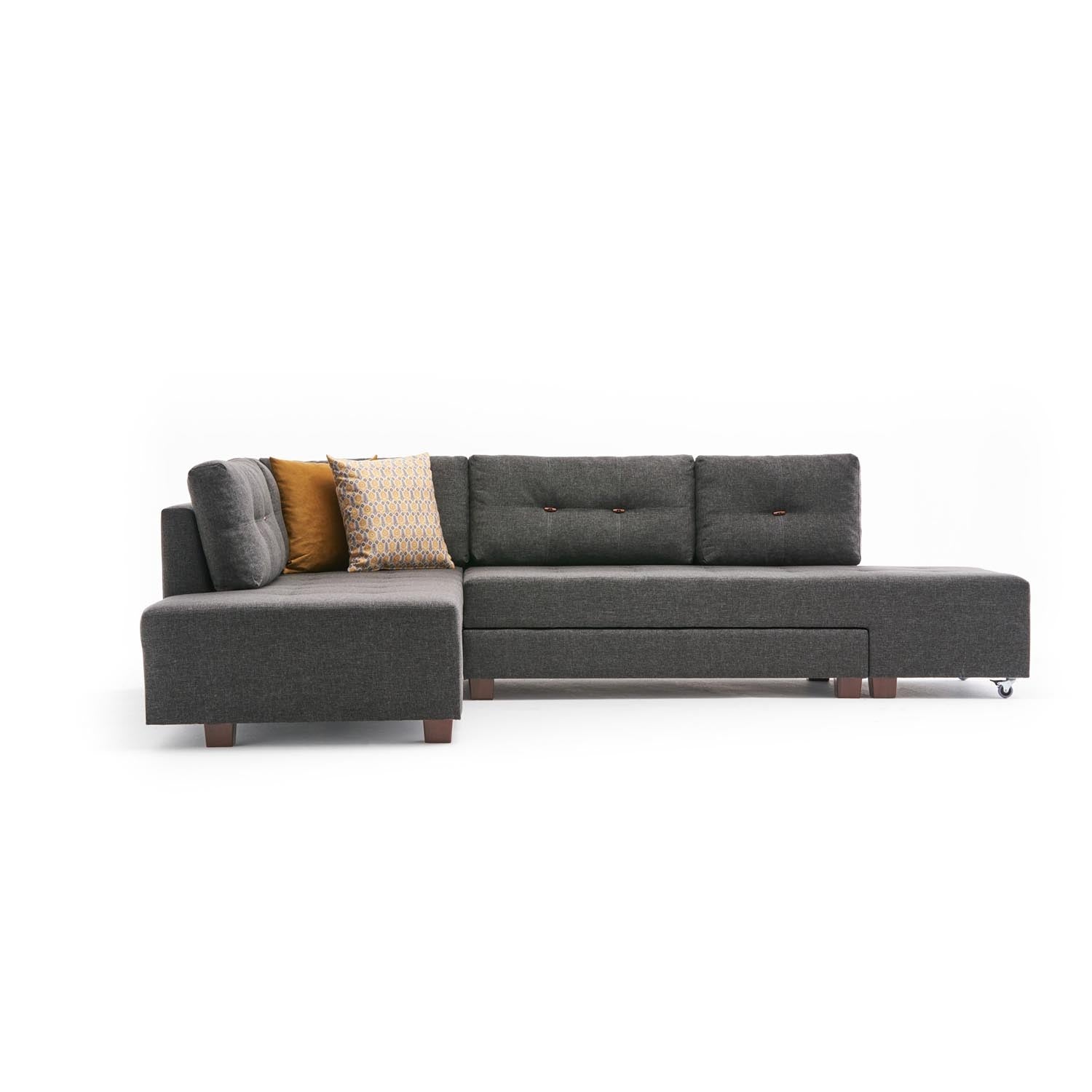 Manama Corner Sofa Bed Left - Anthracite in Anthrazit präsentiert im Onlineshop von KAQTU Design AG. Bettsofa ist von Atelier Del Sofa