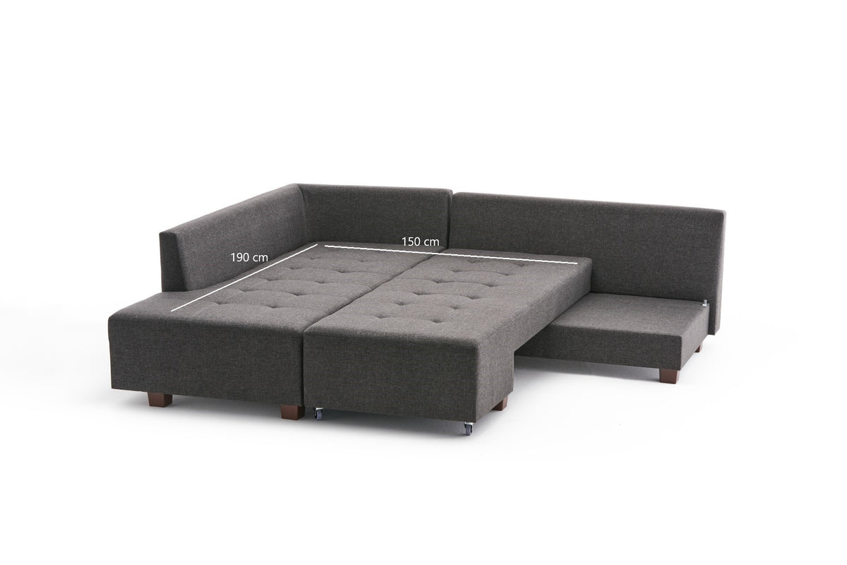 Manama Corner Sofa Bed Left Bettsofa - Anthrazit in Anthrazit präsentiert im Onlineshop von KAQTU Design AG. Bettsofa links ist von Atelier Del Sofa