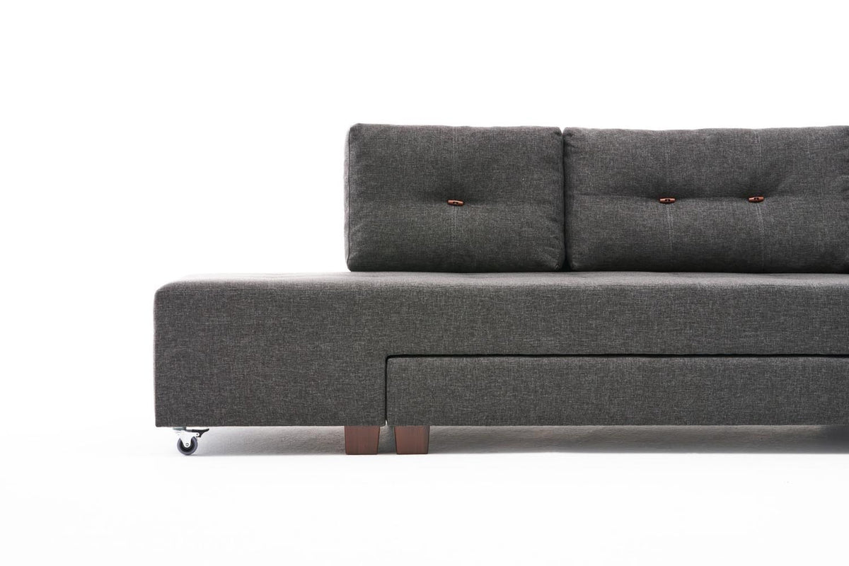 Manama Corner Sofa Bed Left Bettsofa - Anthrazit in Anthrazit präsentiert im Onlineshop von KAQTU Design AG. Bettsofa links ist von Atelier Del Sofa