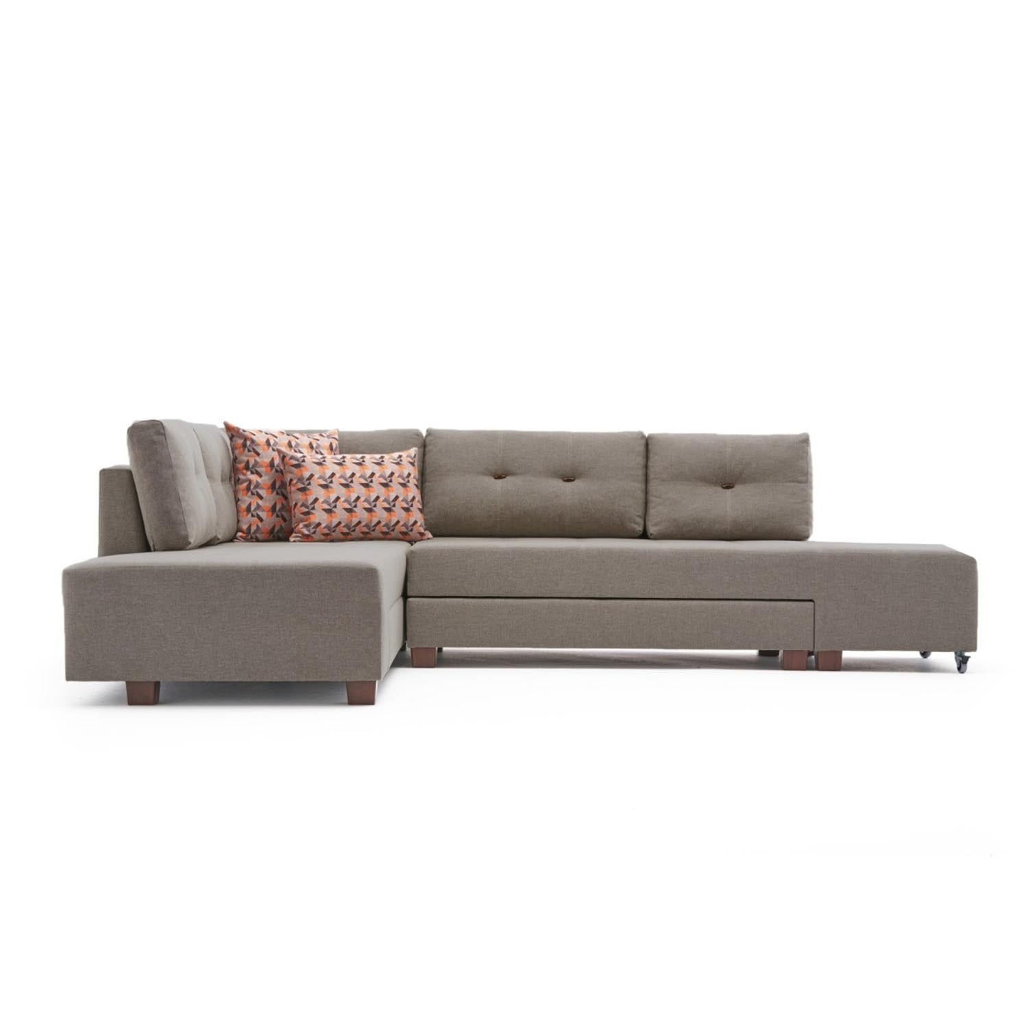 Manama Corner Sofa Bed Left - Cream in Sahne präsentiert im Onlineshop von KAQTU Design AG. Bettsofa ist von Atelier Del Sofa