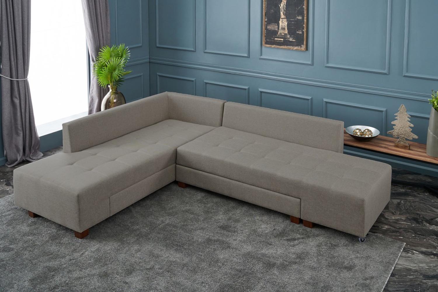 Genießen Sie Komfort und Stil mit dem Manama Ecksofa-Bett in Creme von Atelier Del Sofa. Ideal für entspannte Abende und Übernachtungen!