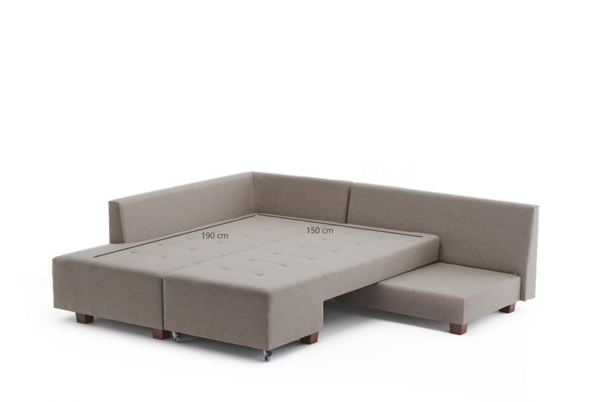 Manama Corner Sofa Bed Left Bettsofa - Sahne in Sahne präsentiert im Onlineshop von KAQTU Design AG. Bettsofa links ist von Atelier Del Sofa