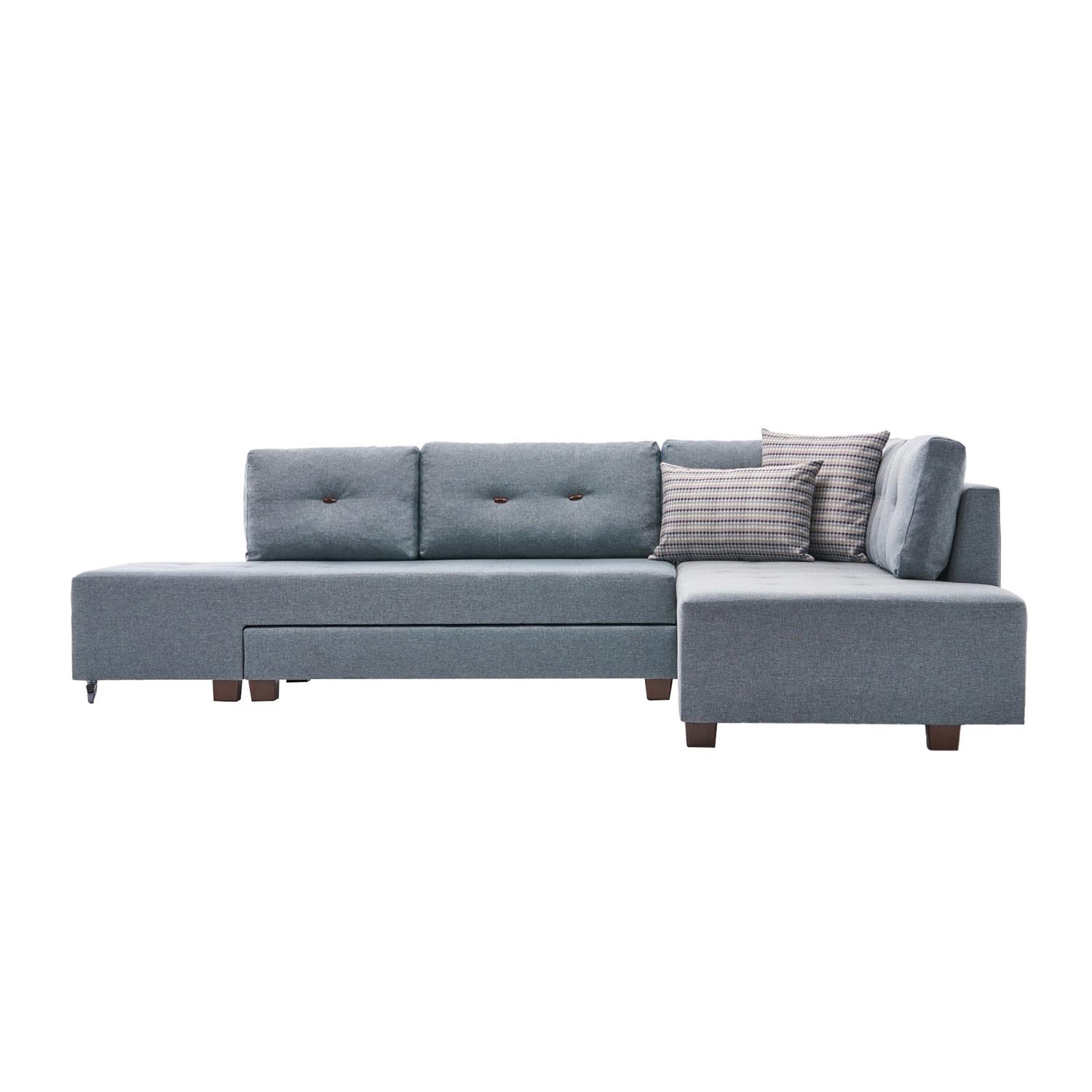 Manama Corner Sofa Bed Right - Light Blue in Helles Blau präsentiert im Onlineshop von KAQTU Design AG. Bettsofa ist von Atelier Del Sofa