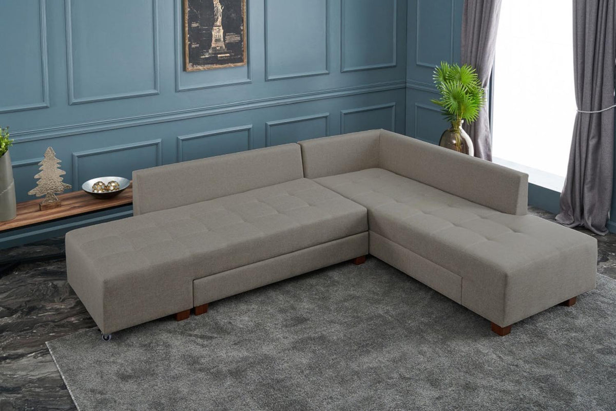 Manama Corner Sofa Bed Right Bettsofa - Sahne in Sahne präsentiert im Onlineshop von KAQTU Design AG. Bettsofa rechts ist von Atelier Del Sofa