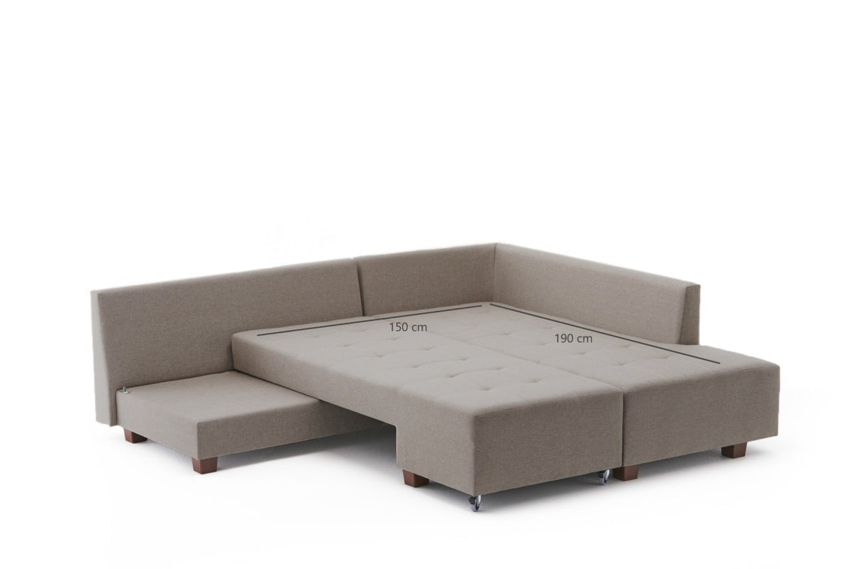 Manama Corner Sofa Bed Right Bettsofa - Sahne in Sahne präsentiert im Onlineshop von KAQTU Design AG. Bettsofa rechts ist von Atelier Del Sofa