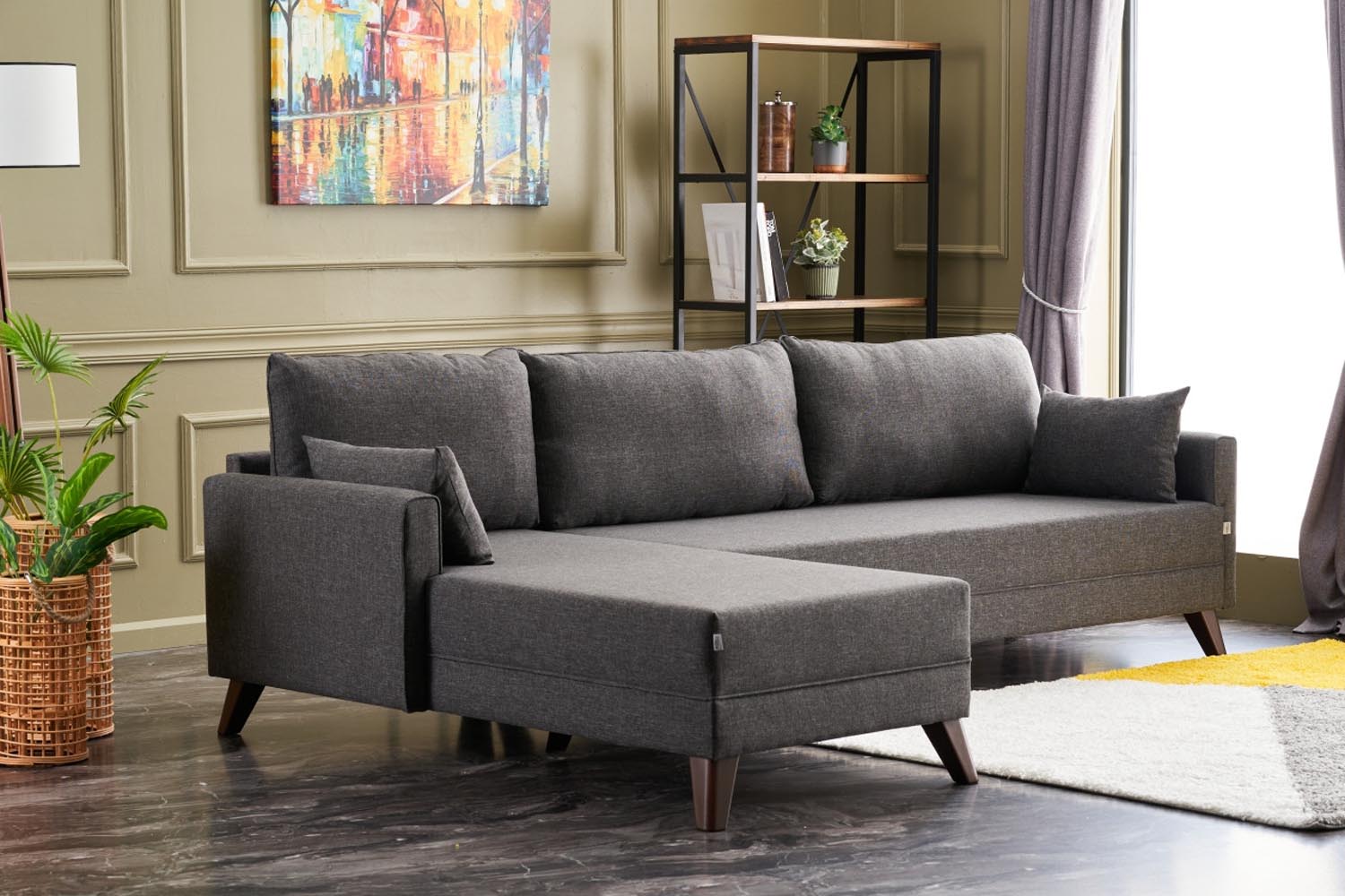 Erleben Sie das Bella Corner Sofa Left in stilvollem Anthrazit von Atelier Del Sofa – ein elegantes Ecksofa, das Komfort und skandinavischen Charme vereint.