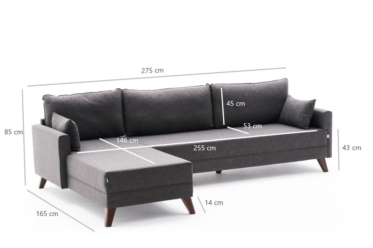 Erleben Sie das Bella Corner Sofa Left in elegantem Anthrazit von Atelier Del Sofa – Ihr idealer Ort für Entspannung und stilvolle Akzente in jedem Raum.