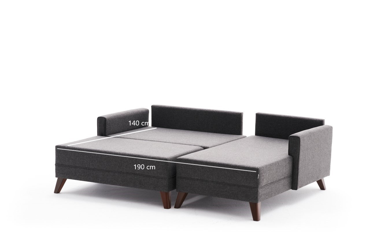 Entdecken Sie das Bella Mini Ecksofa Bett in stilvollem Anthrazit von Atelier Del Sofa – ideal für entspannte Abende und als Gästebett!